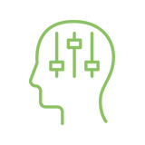 Pictogramme d'une tête avec des niveaux en son centre
